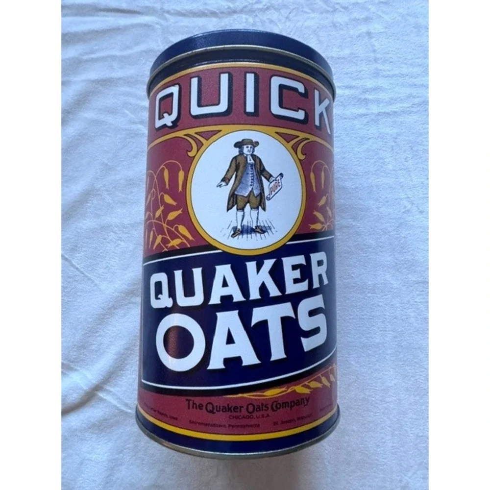 Vintage 1990 Quaker Oats Limited Edition Tin Canister Farmhouse Kitchen Decor